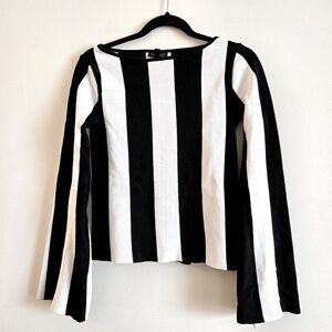 TOPSHOP I US 2 (XS) Viscose Blend Knit Top I striped black and white